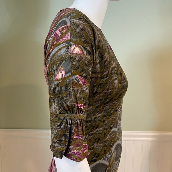 Adrianna Papell Knit Jersey Feather Print Dress - Picture 6 of 13